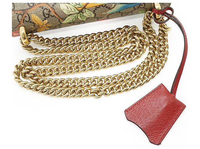 Padlock Gucci Borsa a spalla piccola con catena e stampa floreale GG Supreme con lucchetto Tian - vista 9
