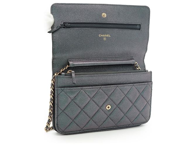 Chanel Portafoglio classico Matelassé in Caviale con catena - vista 11