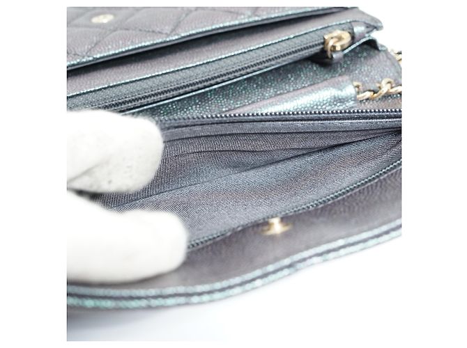 Chanel Portafoglio classico Matelassé in Caviale con catena - vista 18