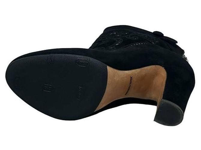 Gucci schwarze Wildleder bestickte Stiefeletten EU 37 gebraucht - Ansicht 2