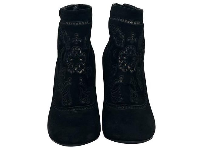 Gucci schwarze Wildleder bestickte Stiefeletten EU 37 gebraucht - Ansicht 4