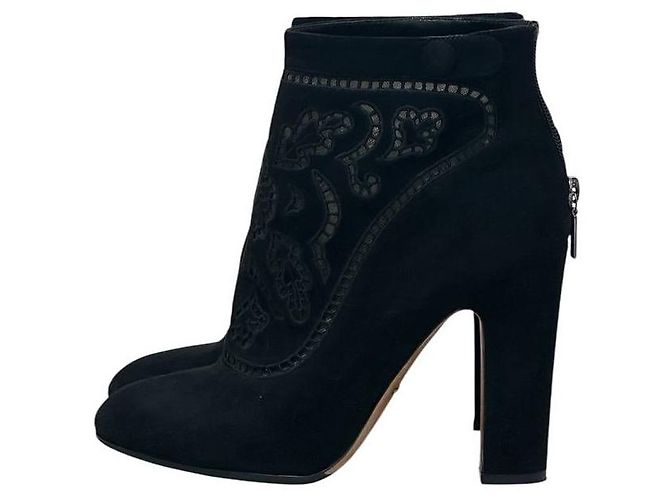 Gucci schwarze Wildleder bestickte Stiefeletten EU 37 gebraucht - Ansicht 6