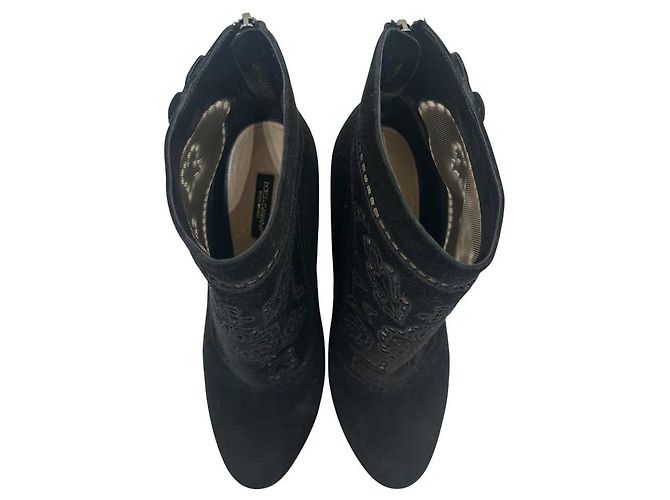Gucci schwarze Wildleder bestickte Stiefeletten EU 37 gebraucht - Ansicht 7