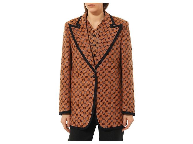 Blazer de lona con monograma GG de Gucci Talla 42 Usado - vista 3