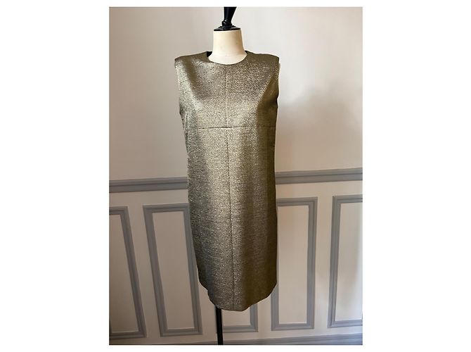 Saint Laurent Vestido recto dorado - vista 2