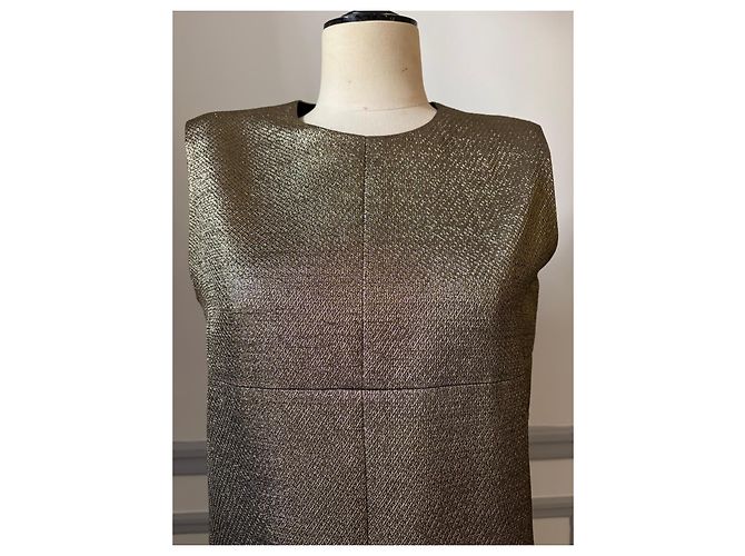 Saint Laurent Vestido recto dorado - vista 3