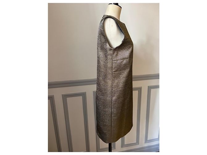 Saint Laurent Vestido recto dorado - vista 4