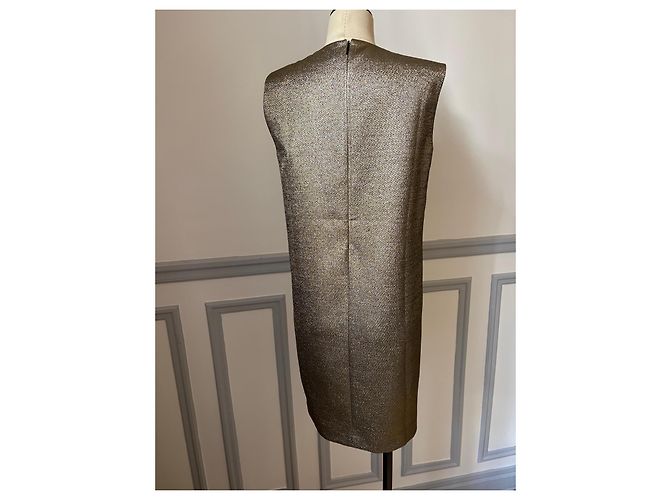 Saint Laurent Vestido recto dorado - vista 5