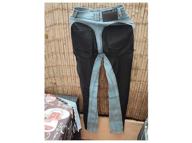 Thierry Mugler Jeans Mugler azzurro chiaro con inserti neri - vista 2
