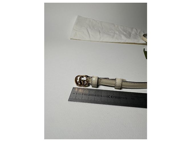 Gucci – Slim Ivory Patent Leather Belt with GG Buckle – Size 95 - vista 10