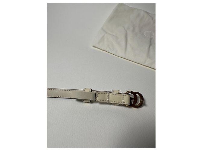 Gucci – Slim Ivory Patent Leather Belt with GG Buckle – Size 95 - vista 7
