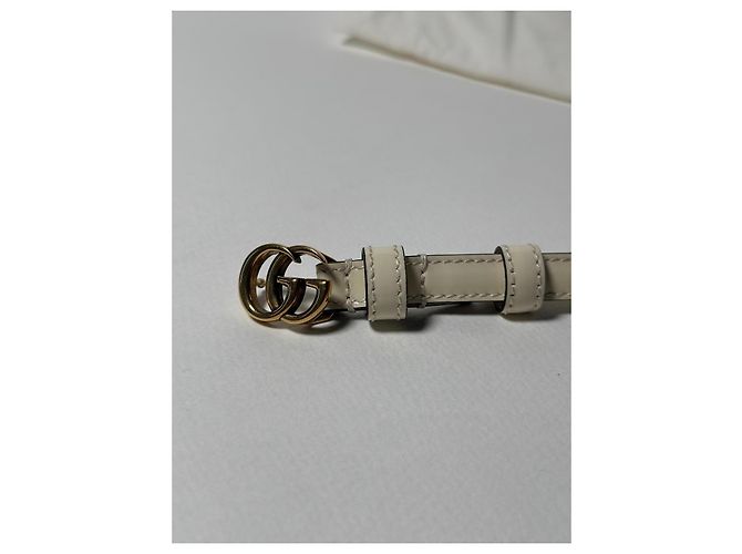 Gucci – Slim Ivory Patent Leather Belt with GG Buckle – Size 95 - vista 8