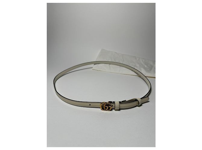 Gucci – Slim Ivory Patent Leather Belt with GG Buckle – Size 95 - vista 9