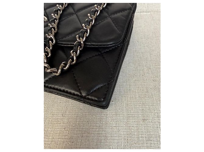Borsa Chanel Wallet On Chain (WOC) in pelle di agnello nera - vista 12