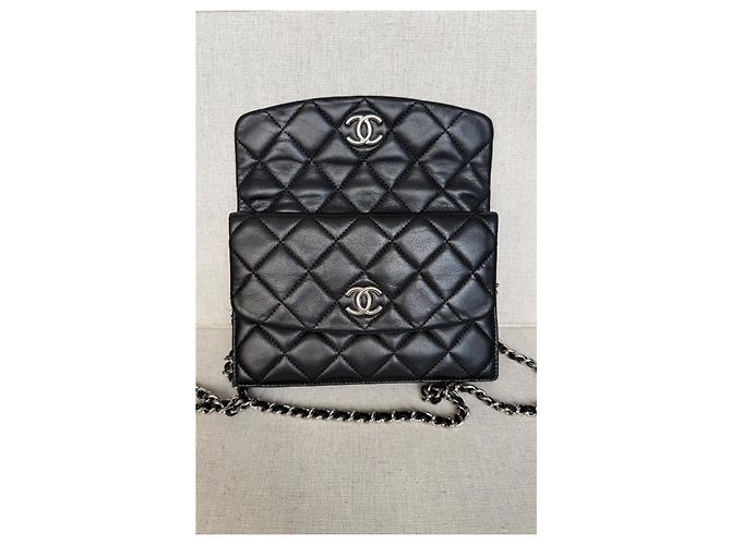 Borsa Chanel Wallet On Chain (WOC) in pelle di agnello nera - vista 18