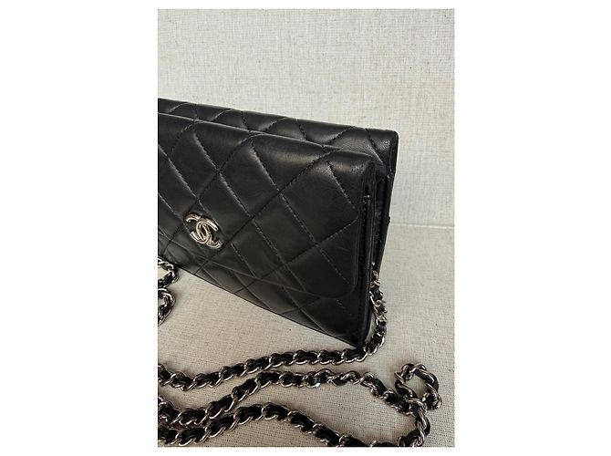 Borsa Chanel Wallet On Chain (WOC) in pelle di agnello nera - vista 19