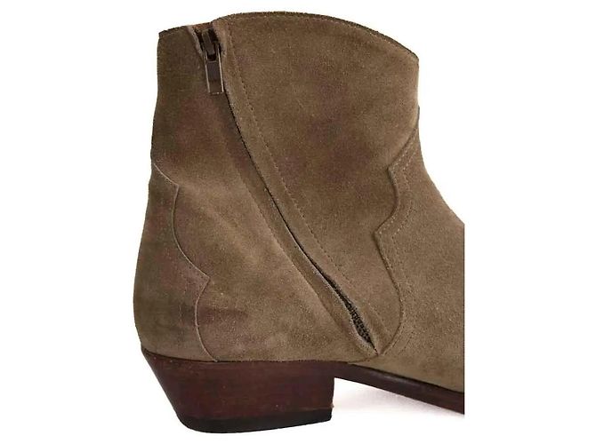 Bottes Isabel Marant en daim kaki - vue 4