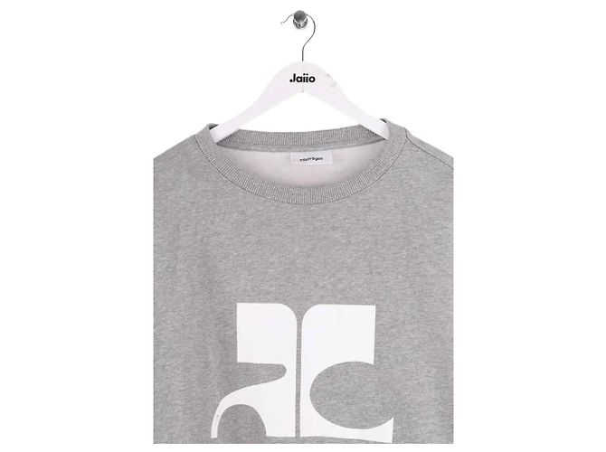 Courreges Sweatshirt Courrèges gris en coton - vue 2