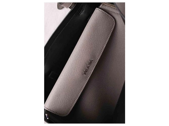 Prada Double saffiano leather handbag grey - view 7