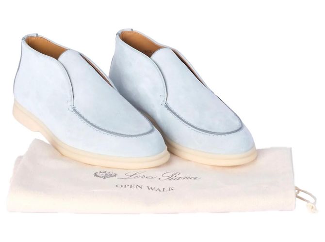 Stivaletti Loro Piana Open Walk in camoscio Blu chiaro - vista 6