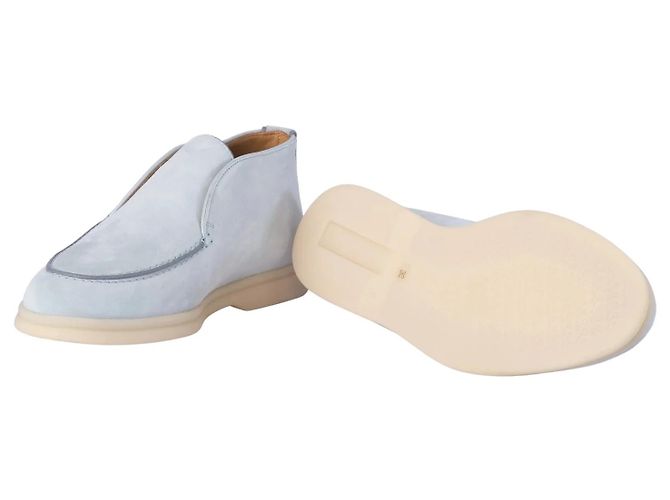 Stivaletti Loro Piana Open Walk in camoscio Blu chiaro - vista 7