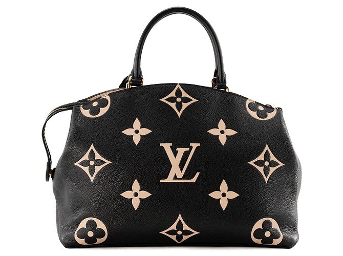 LOUIS VUITTON - Borsa a tracolla Grand Palais Louis Vuitton in pelle empreinte nera e beige - vista 3