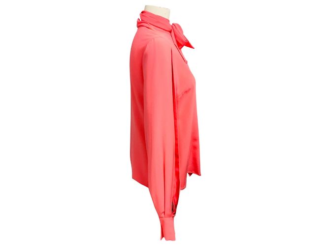 Blusa de seda Etro rosa ciclamen con lazada al cuello - vista 2