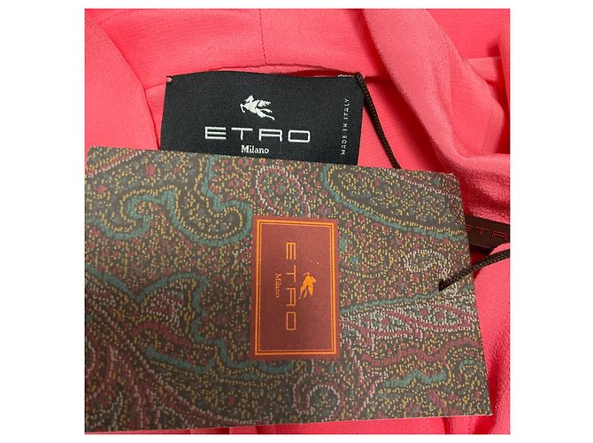 Blusa de seda Etro rosa ciclamen con lazada al cuello - vista 4