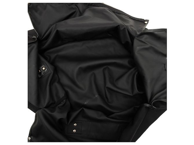 Borsa da viaggio Gucci in nylon nero con banda Web - vista 4