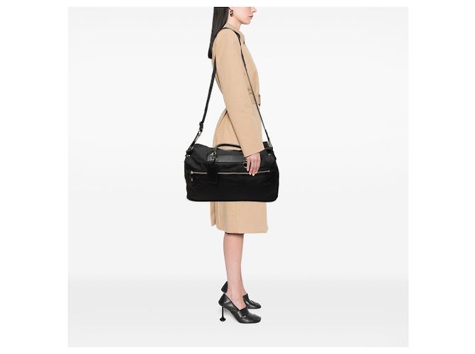 Borsa da viaggio Gucci in nylon nero con banda Web - vista 7