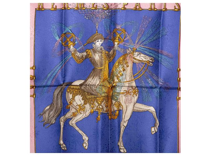 Pañuelo de seda Hermès Feus d Artifice Azul 90 Scarves - vista 2