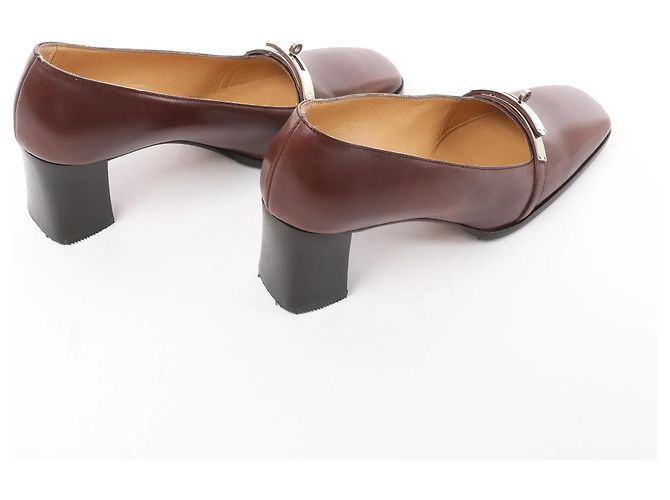 Hermès HERMES Kelly Leder-Pumps in Braun, Größe 38 EU - Ansicht 10