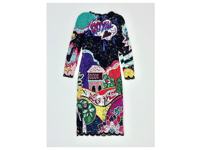 Dolce & Gabbana mehrfarbig besticktes Spitzenmidi-Kleid - Ansicht 7
