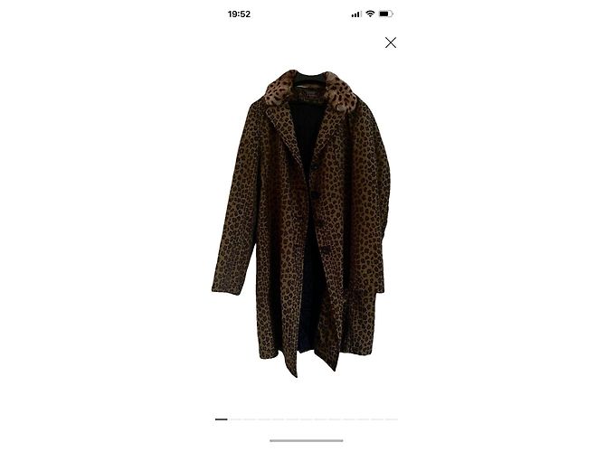 Abrigo Fendi Jeans Estampado de Leopardo con Cuello de Piel Sintética - vista 8