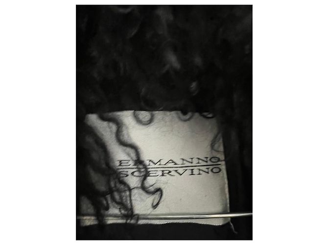 Ermanno Scervino Abrigo Largo de Nailon Negro con Piel - vista 3