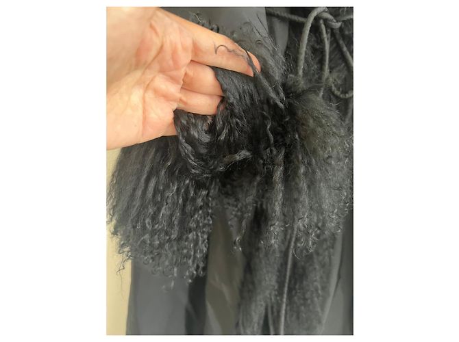 Ermanno Scervino Abrigo Largo de Nailon Negro con Piel - vista 7
