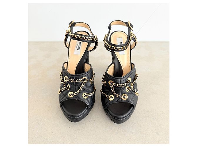 Moschino Resort 2016 Sandali Platform in Pelle Trapuntata - vista 4