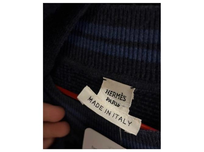 Hermès Oversized Kleid aus Wolle, Navy Blau mit Polka Dots, NWOT EU 34 XS gebraucht - Ansicht 5
