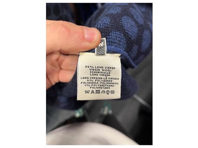 Hermès Oversized Kleid aus Wolle, Navy Blau mit Polka Dots, NWOT EU 34 XS gebraucht - Ansicht 6