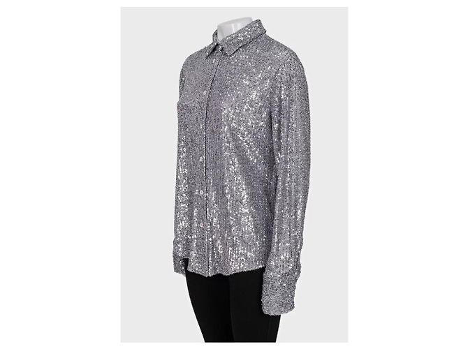 Blusa di paillettes argento Tom Ford SS22 Sz.42 Usata - vista 2