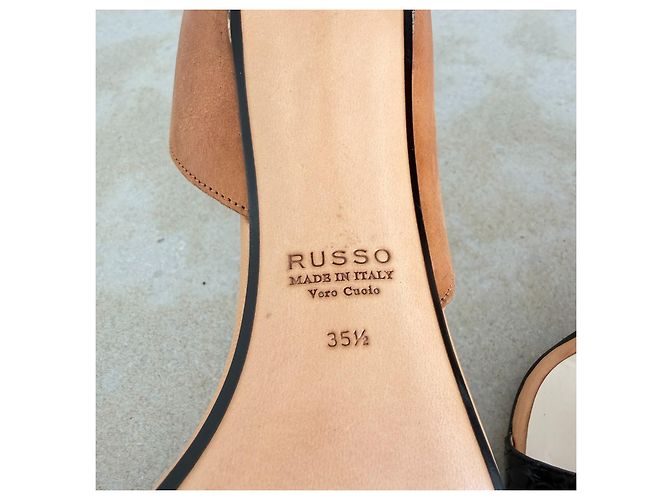 Francesco Russo Sandali con tacco in pelle e pelle goffrata - vista 6