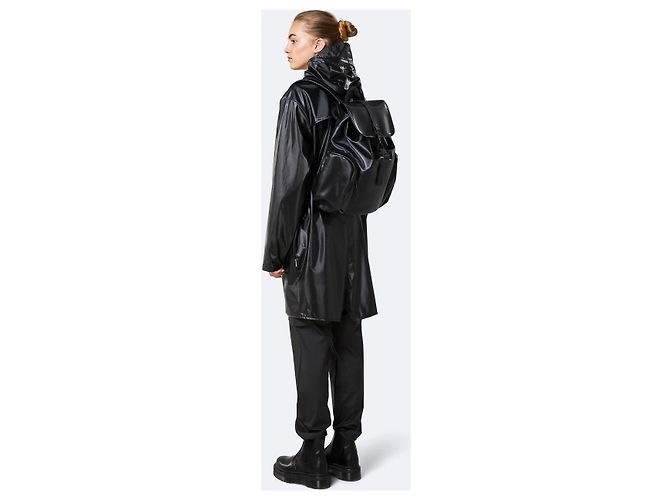 RAINS Zaino Oversize - Shiny Black Unisex - vista 2