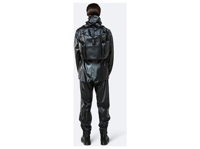 RAINS Zaino Oversize - Shiny Black Unisex - vista 3