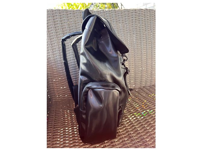 RAINS Zaino Oversize - Shiny Black Unisex - vista 4