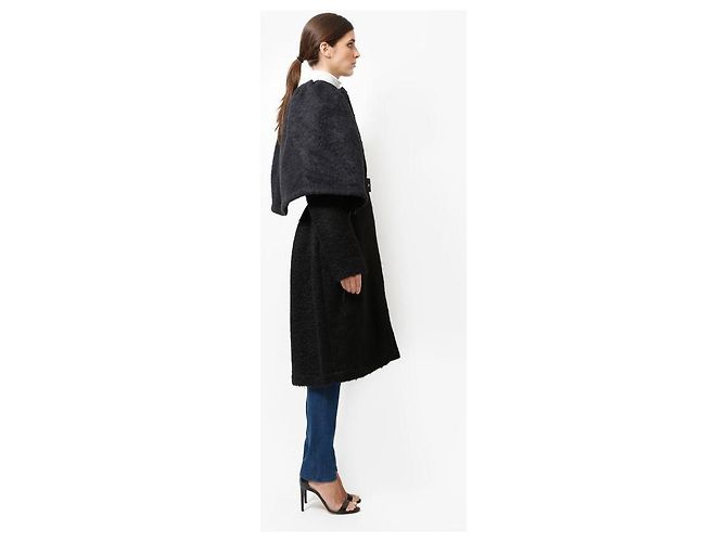 Céline Celine Long wool and mohair coat grey - view 13