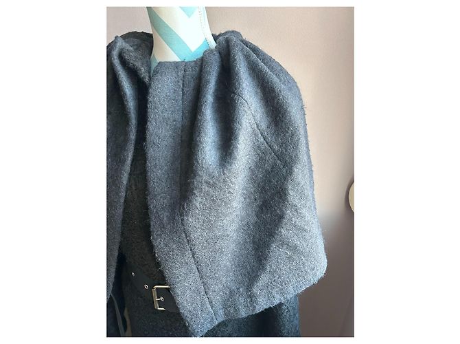 Céline Celine Long wool and mohair coat grey - view 2