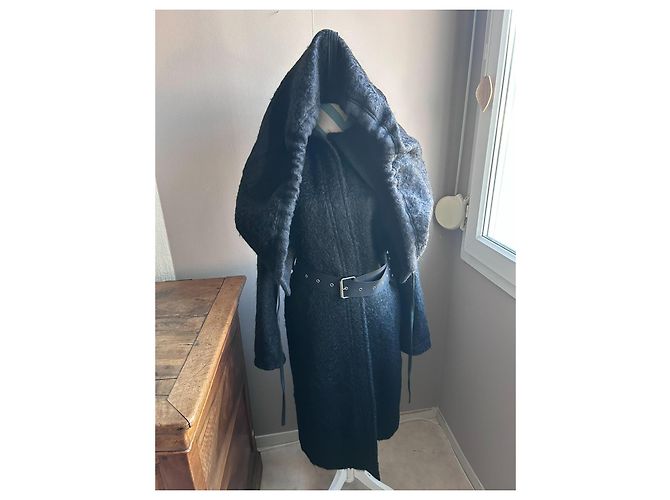 Céline Celine Long wool and mohair coat grey - view 3