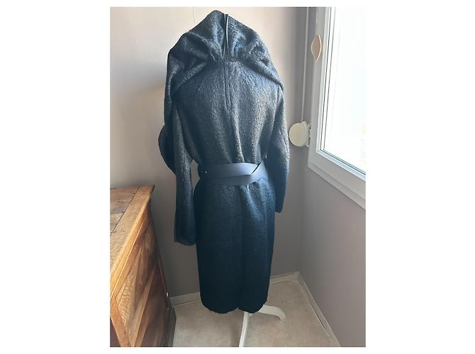 Céline Celine Long wool and mohair coat grey - view 6