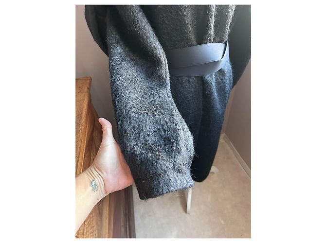 Céline Celine Long wool and mohair coat grey - view 7