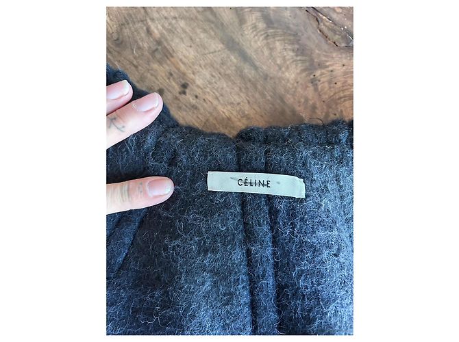 Céline Celine Long wool and mohair coat grey - view 8